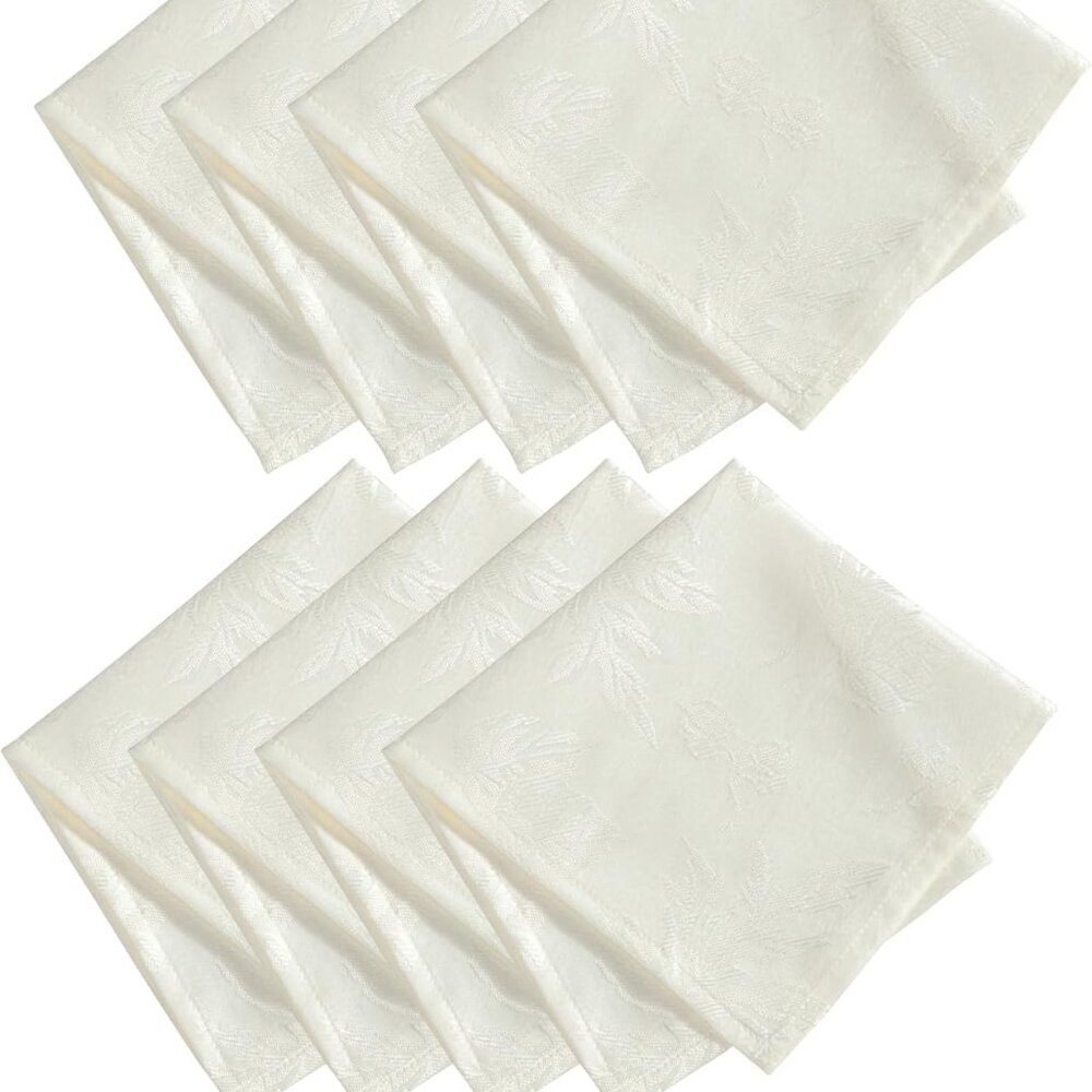 Elrene Home Fashions Elegant Woven Leaves Jacquard Damask Cloth Napkin Set
